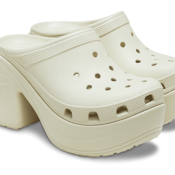 NEW Crocs Womens Classic Siren EVA Heel Platform Clog Black Noir or Bone Size 8 - Picture 7 of 10